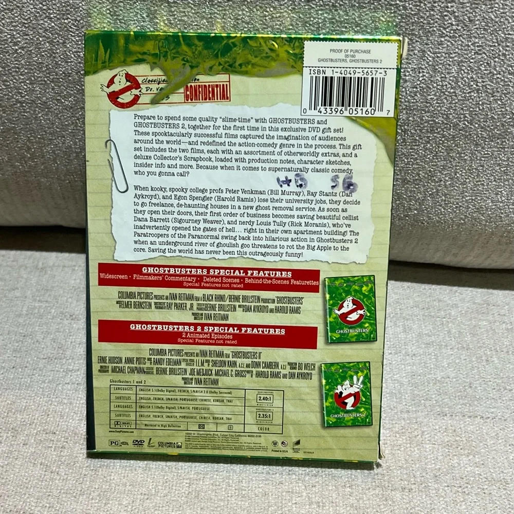 Ghostbusters 1 & 2 Dvd Set With Movie Scrapbook - Picture 4 of 5